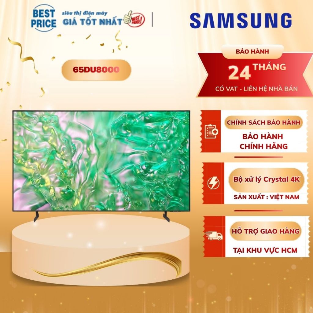 65DU8000 Smart Tivi Samsung 65 inch 4K Crystal UHD, Âm Thanh Vòm, viền mỏng, dáng mỏng 65DU8000