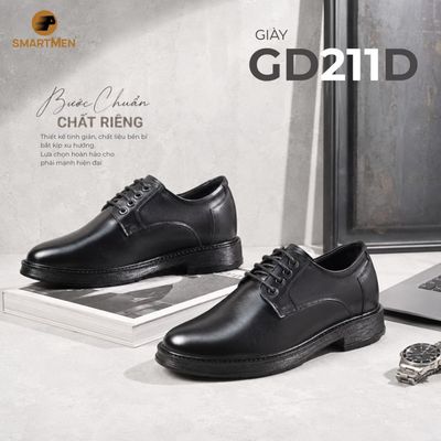 Giày Derby nam Tăng chiều cao 6cm SMARTMEN GD211-D,Đế cao su êm ái, Giày da nam cao cấp