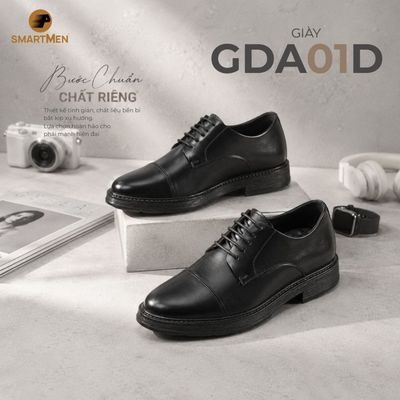 [Tăng 6cm] Giày công sở GDA-01-D kiểu dáng Derby công sở khỏe khoắn. Da Microfiber cao cấp, đế cao su đúc nguyên khối