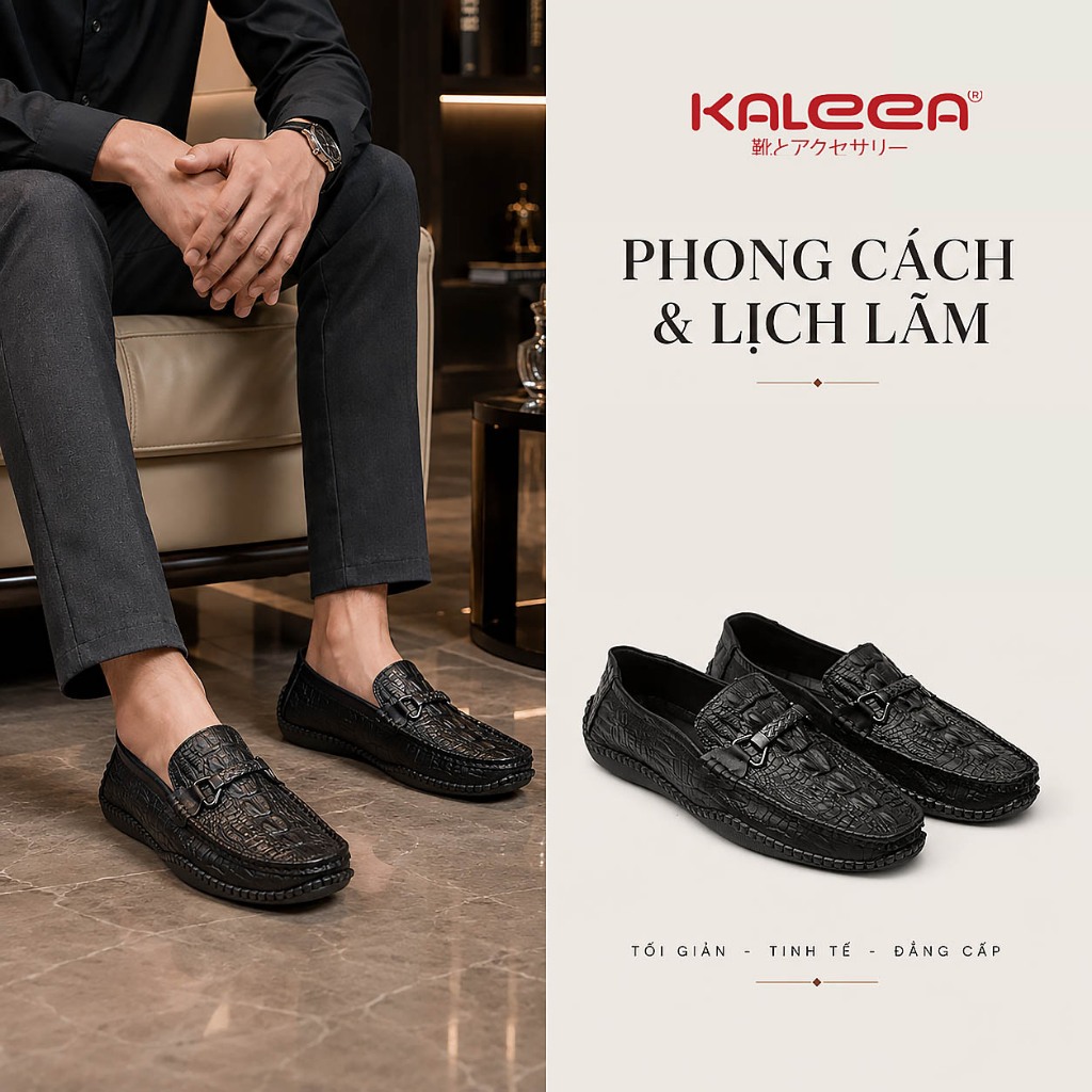 Kaleea IS60 - Giày Da Nam Đế Thấp 1.5cm Da PU Cao Cấp Êm Chân Phong Cách Lịch Lãm