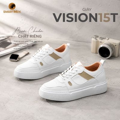 [TĂNG 6CM] Giày Sneaker Smartmen VISION-15-T. Da Nappa siêu bền. Đế IP siêu nhẹ, êm chân.Tăng chiều cao 6cm