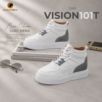 TĂNG 10CM Giày da Sneaker VISION-101-T SMARTMEN, da nappa cao cấp, đế IP siêu nhẹ, Êm nhẹ,thời trang