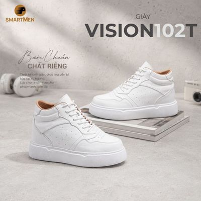 TĂNG 10CM Giày da Sneaker VISION-102-T SMARTMEN, da nappa cao cấp, đế IP siêu nhẹ, Êm nhẹ,thời trang