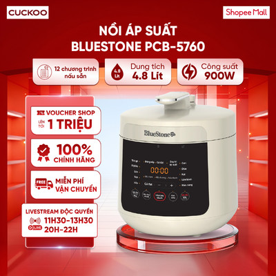 Nồi áp suất BlueStone PCB-5760 4.8 Lít 900W | 12 chương trình nấu | Bảng điều khiển cảm ứng | Bảo hành 24 Tháng