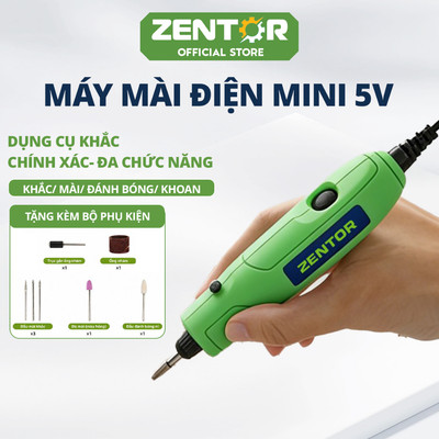[Tặng Kèm Bộ Phụ Kiện] Máy Mài Điện Mini 5V ZENTOR 4 Chức Năng Mài, Đánh Bóng, Khắc, Khoan Tiện Lợi