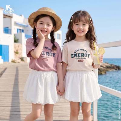 Áo Phông Cộc Tay K'S CLOSET Chất Liệu Vải Cotton Cho Bé Gái (2-14 tuổi) từ 11kg-60kg KT174SIS