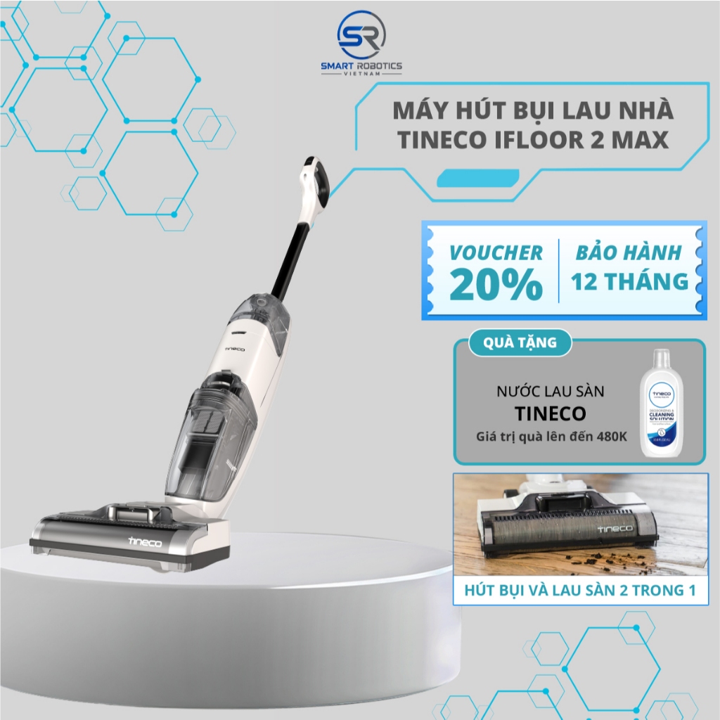 Tineco iFloor 2 Max Máy hút bụi lau sàn không dây | Thời gian hoạt động 22 phút | Tự động làm sạch c
