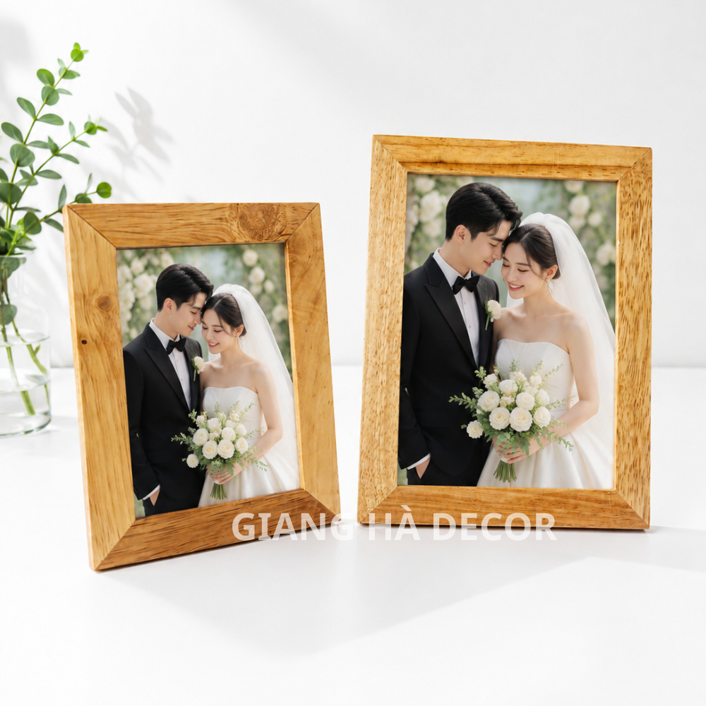 Khung ảnh để bàn gỗ thật đám cưới thôi nôi 127x178mm 5x7 inch 89x127 mm 3.5 x 5 inch photo picture f