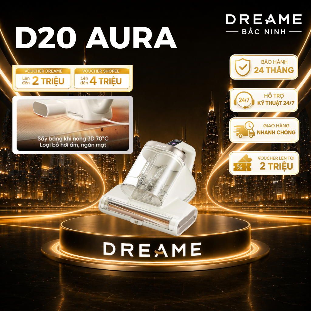 [GIÁ RẺ NHẤT] Dreame D20 Aura/ D20 Pro | Máy Hút Bụi Giường Nệm | 16.000 Pa | Trạm đổ bụi tự động