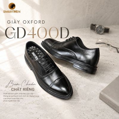 [BÁN CHẠY]Giày Oxford giày da nam Cao cấp Smartmen GD400-D Tăng chiều cao 5cm, Da bò thật, đế cao su êm ái