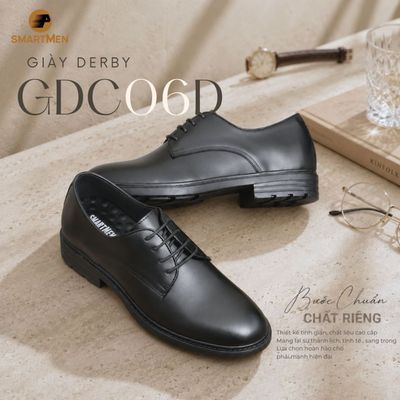 Giày derby nam, Da bò thật GDC-06-D SMARTMEN ,Tăng chiều cao bí mật 5cm, Đế cao su siêu êm