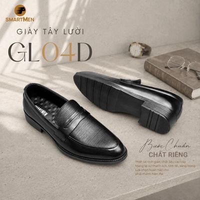 [BEST SELLER] Giày lười nam Da bò cao cấp SMARTMEN GL-04 Tăng chiều cao 5cm, Giày tây nam cao cấp đám cưới