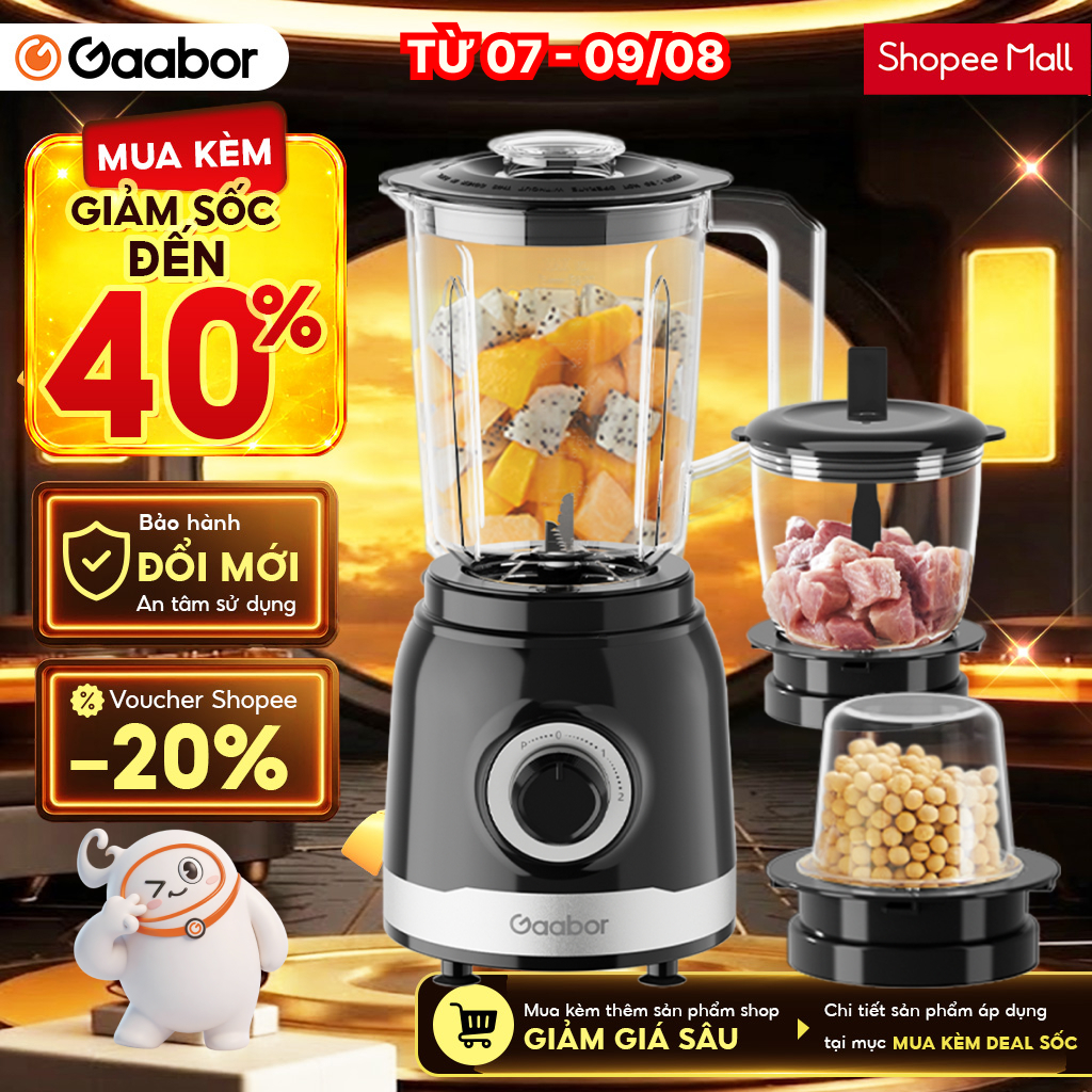 [Độc quyền Shopee] Máy xay sinh tố Gaabor JM-16M02A màu đen đa năng 3in1 dung tích lớn 500W