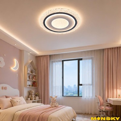Đèn ốp trần MONSKY LEDOT 50cm hiện đại trang trí nội thất sang trọng dùng bóng LED 3 màu ánh sáng