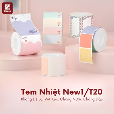 Giấy In Nhiệt Tự Dính 50x70mm (90 Tem/Cuộn) Máy New1 In Nhãn Dán Chống Nước, In Ghi Chú, Phân Loại Đồ Dùng | Hanin