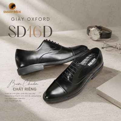 Giày siêu nhẹ Đế IP công sở Oxford SD-16-D SMARTMEN  Da bò cao cấp nhập khẩu, Tăng 5cm chiều cao