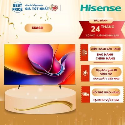 55A6Q Smart Tivi Hisense 4K 55 inch, model 2025, trợ lý giọng nói tiếng Việt qua điện thoại