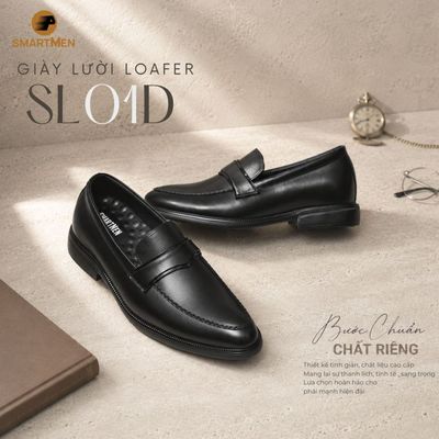 Giày Lười Loafer công sở Đế IP  siêu nhẹ SMARTMEN SL-01-D. Da bò cao cấp Tăng 5cm chiều cao