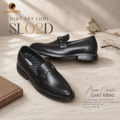 Giày Lười công sở, Đế IP siêu nhẹ SL-02-D SMARTMEN,da bò cao cấp nhập khẩu, Tăng 5cm chiều cao