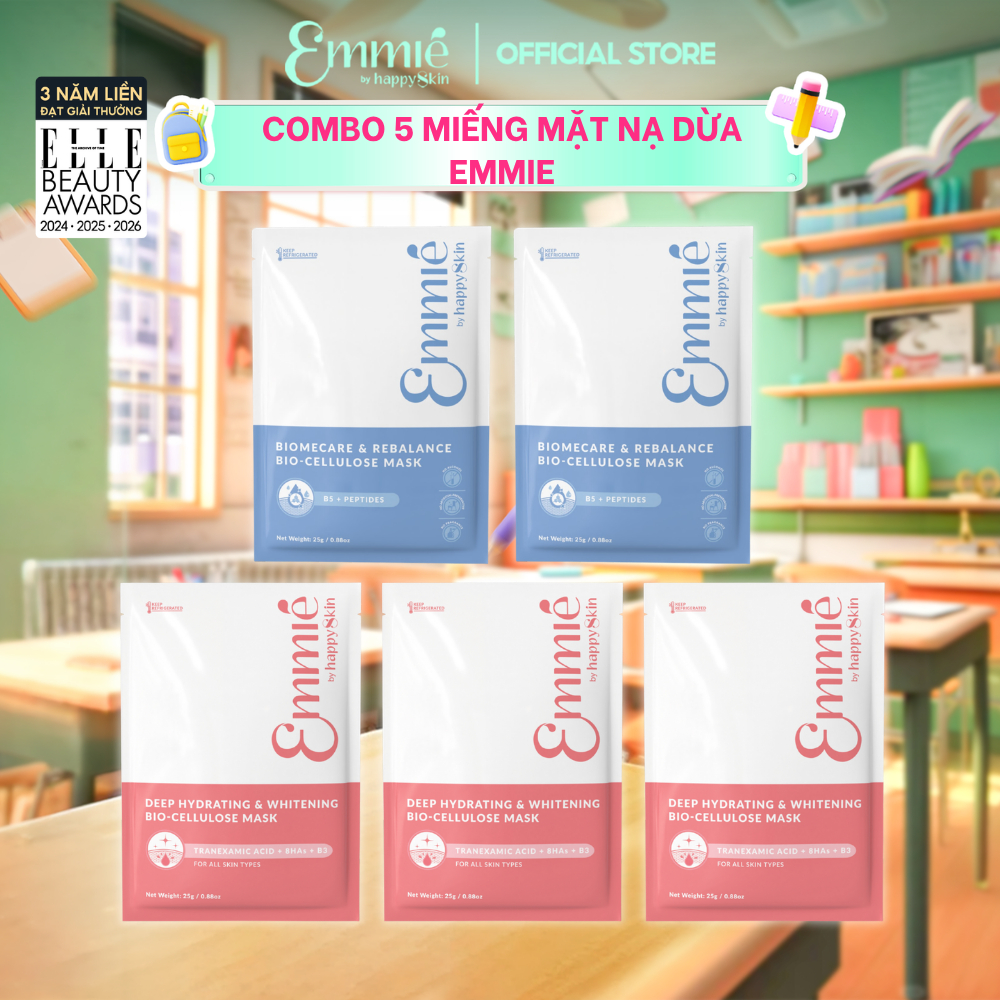 Mặt nạ phôi dừa Emmie Bio Cellulose B5 B3 Hỗ Trợ Phục Hồi Làm Dịu Da Cấp Ẩm - Hỗ Trợ Dưỡng Sáng Comb