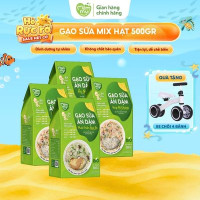 Combo 4 gạo sữa ăn dặm Mămmy: Ăn ngon, Ngủ ngon, Tăng đề kháng, Phát triển não bé 6 tháng, hộp 500G