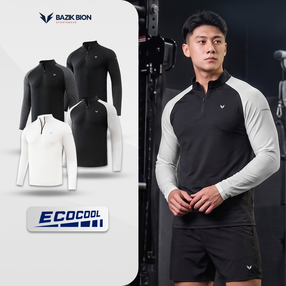 Áo Thun Dài Tay Nam BAZIK Wings W01 Cổ Trụ Kéo Khóa, Mềm Mịn, Giữ Nhiệt, Co Giãn Tốt, Trekking, Thể 