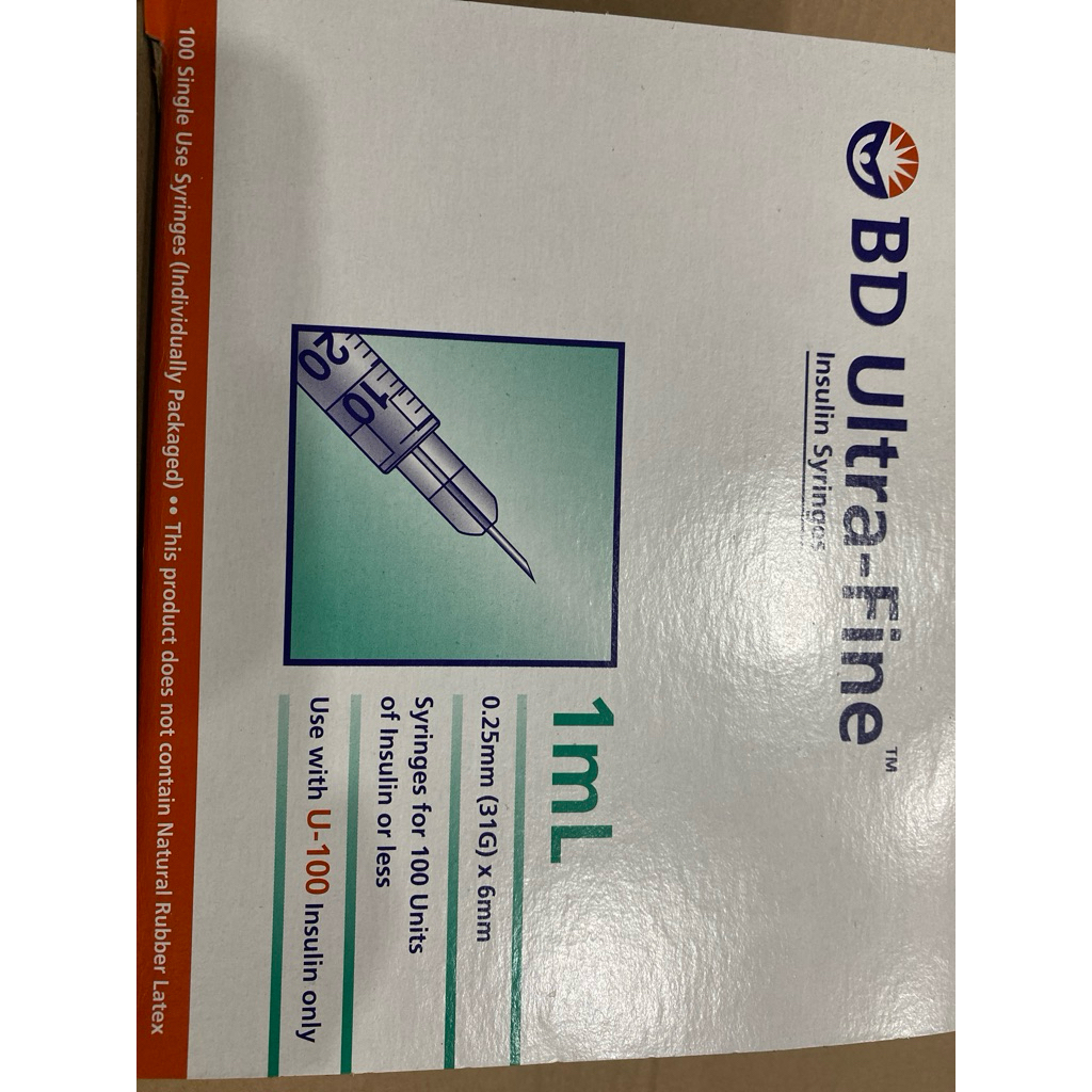 kim chích tiểu đường, bơm kim tiêm insulin syringes BD Ultra-fine 1ml 0.25mm (31G) x 6mm made in mỹ 