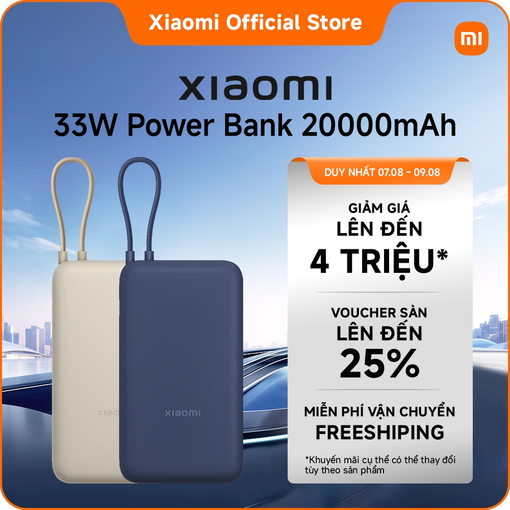Pin sạc dự phòng 33W Xiaomi Power Bank 20000mAh Integrated Cable, Sạc nhanh hai chiều, công suất, dùng lâu
