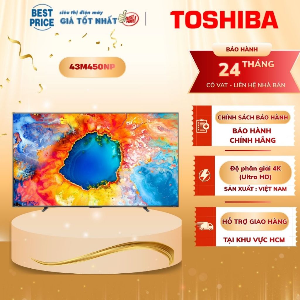 📺 Smart Tivi Toshiba 43M450NP – 43 inch, QLED 4K, Dolby Atmos, hệ điều hành VIDAA U hiện đại