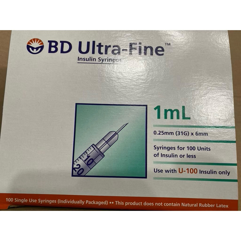 kim chích tiểu đường, bơm kim tiêm insulin syringes BD Ultra-fine 1ml 0.25mm (31G) x 6mm made in mỹ 
