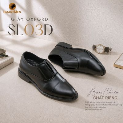 Giày oxford Không dây- Đế IP Siêu nhẹ SL-03-D SMARTMEN Da bò cao cấp nhập khẩu.Tăng 5cm chiều cao.