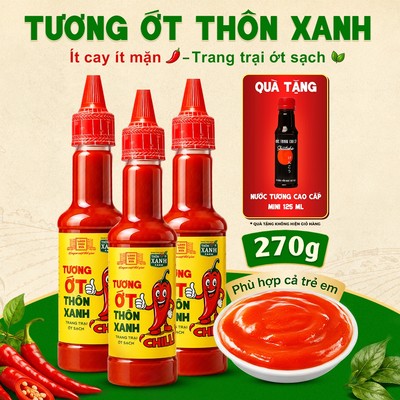 [Tặng nước tương 125ml] Combo 3 Tương ớt Làng Chài Xưa chai 270g ít cay ít mặn phù hợp trẻ nhỏ