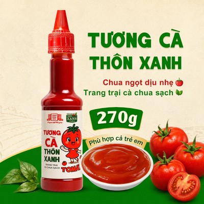 [Chai 270g] Tương cà Thôn Xanh chua ngọt dịu nhẹ ngon tự nhiên trang trại cà chua sạch Làng Chài Xưa