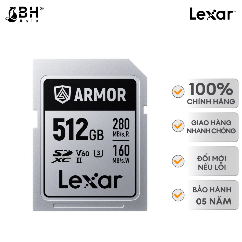 BH Asia - Thẻ nhớ Lexar ARMOR SILVER PRO UHS-II SDXC Card V60 512GB/ 1TB