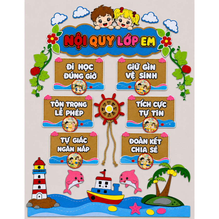 NỘI QUY LỚP HỌC,  trang trí mầm non ,Steam mầm non , Tranh góc , góc stream mầm non