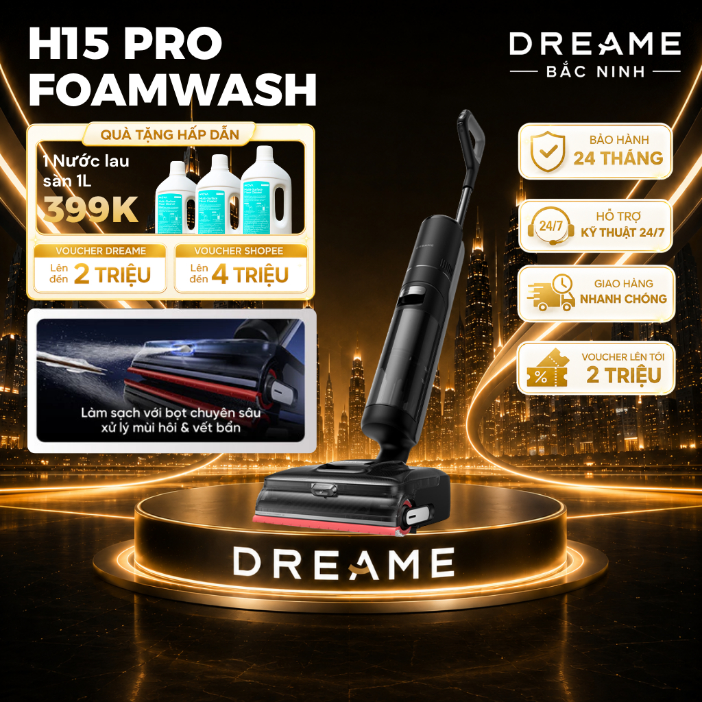 [GIÁ RẺ NHẤT] Dreame H15 Pro Foamwash/ H15 Pro | Máy hút bụi lau nhà | Lực hút 23.000 Pa