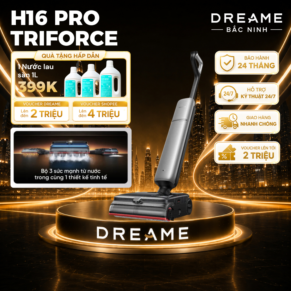 [GIÁ RẺ NHẤT] Dreame H16 Pro Triforce/ H16 Pro Steam | Máy Hút Bụi Lau Nhà | Lực hút 30.000Pa