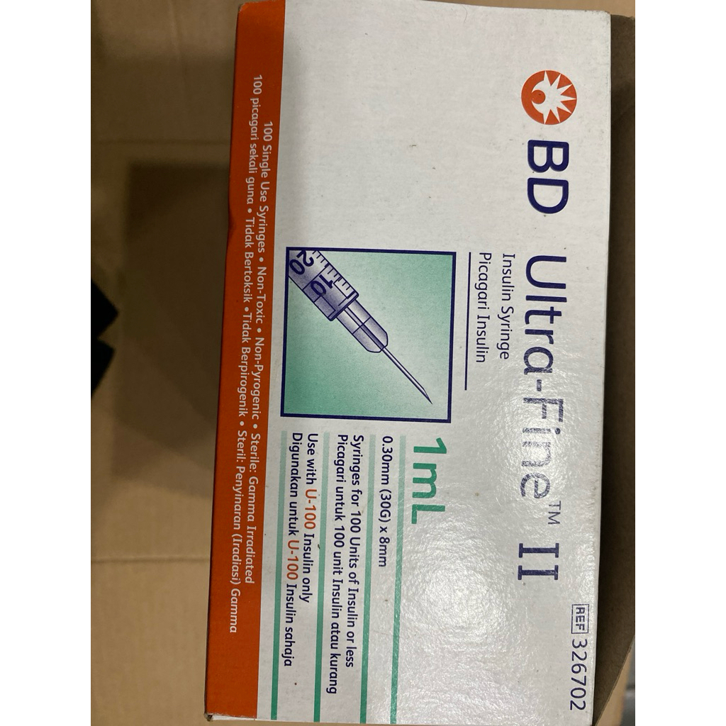 kim chích tiểu đường, bơm kim tiêm insulin syringes BD Ultra-fine 1ml 0.30mm (30G) x 8mm  made in mỹ