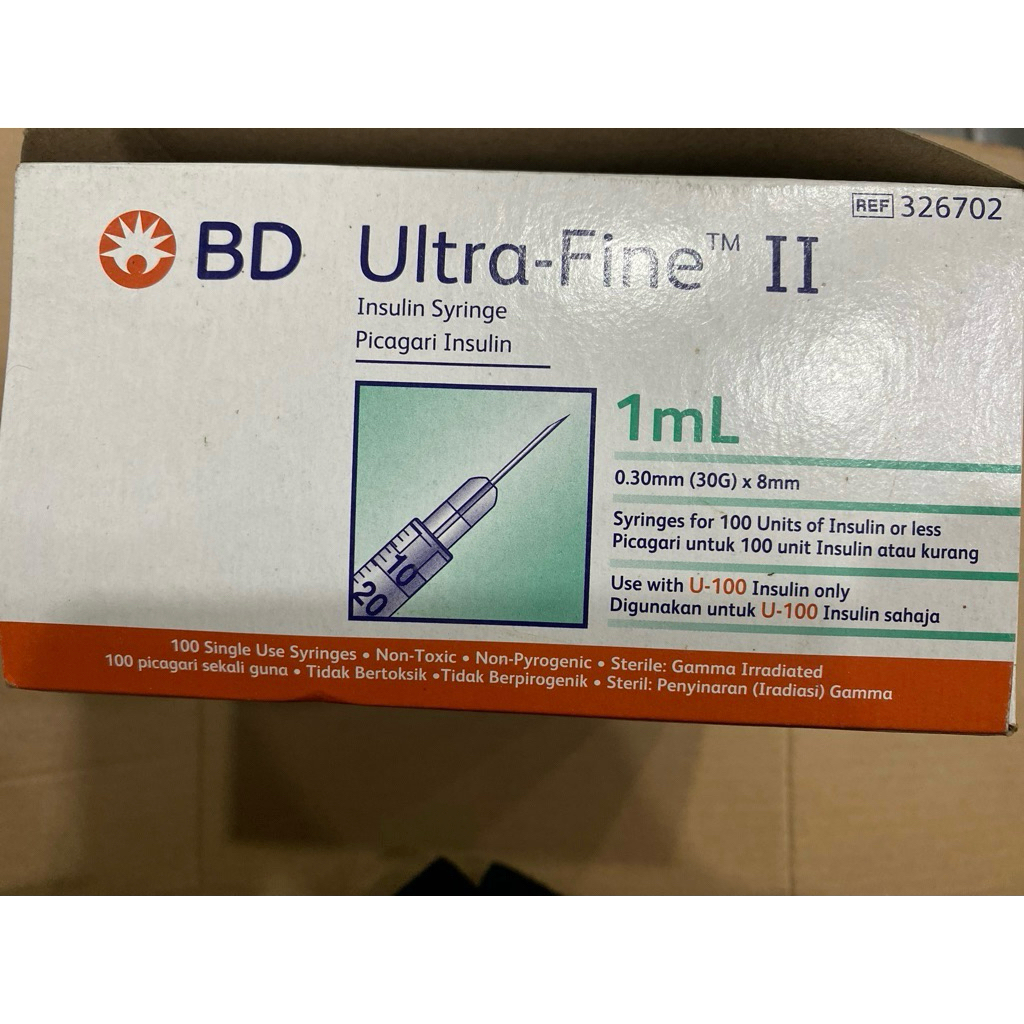 kim chích tiểu đường, bơm kim tiêm insulin syringes BD Ultra-fine 1ml 0.30mm (30G) x 8mm  made in mỹ