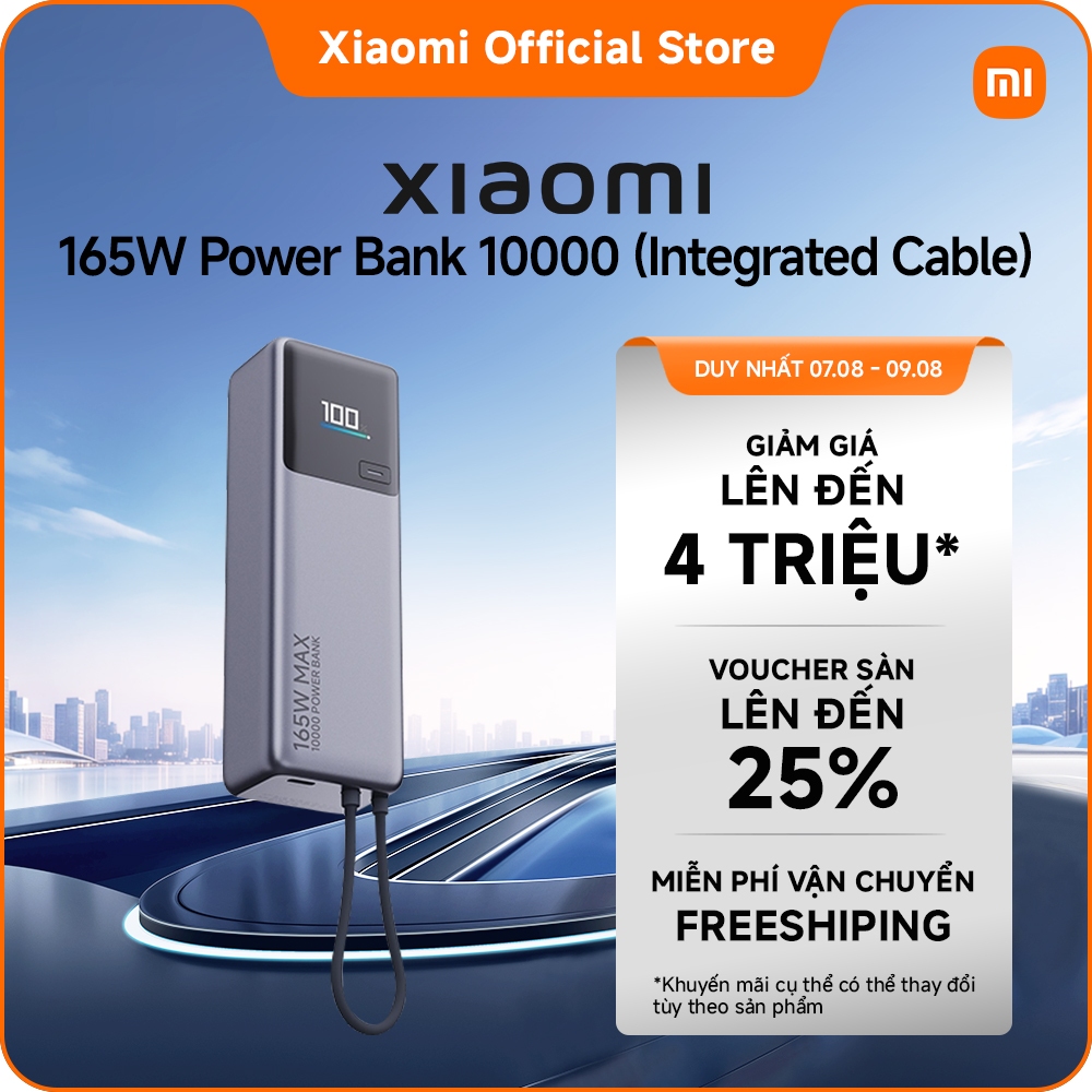 Xiaomi 165W Power Bank 10000mAh (Integrated Cable) ｜Pin cao cấp với dung lượng khủng｜Nhiều biện pháp bảo đảm an toàn