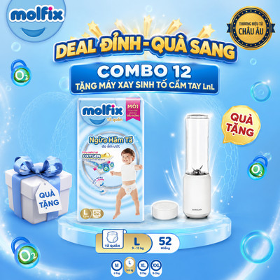 Combo 12 Tã/bỉm quần Oxy Super Jumbo Molfix (CÓ MIX SIZE) giúp Ngừa Hăm Tã đủ các size cho Bé