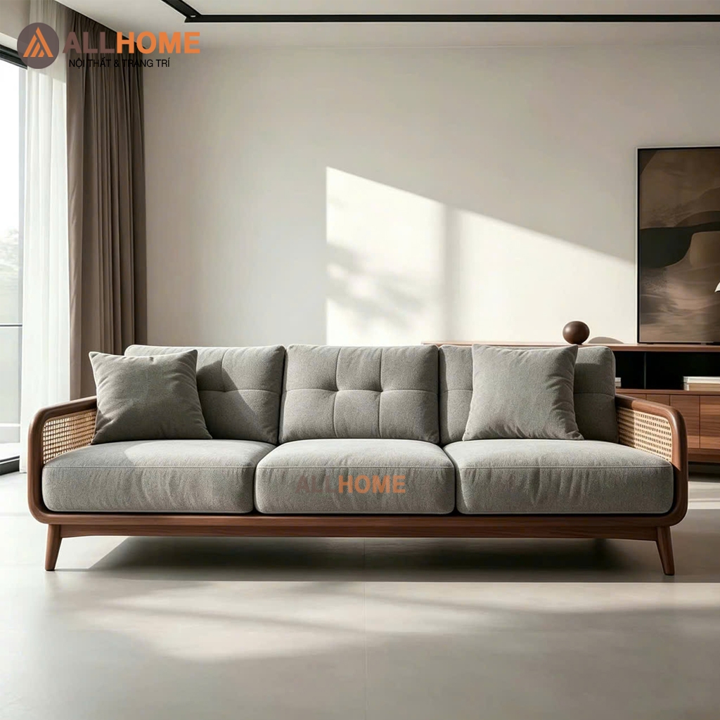 Sofa Gỗ Mây G22 ALLHOME Kiểu Dáng Hiện Đại Cao Cấp , Làm Theo Kích Thước Đặt Hàng