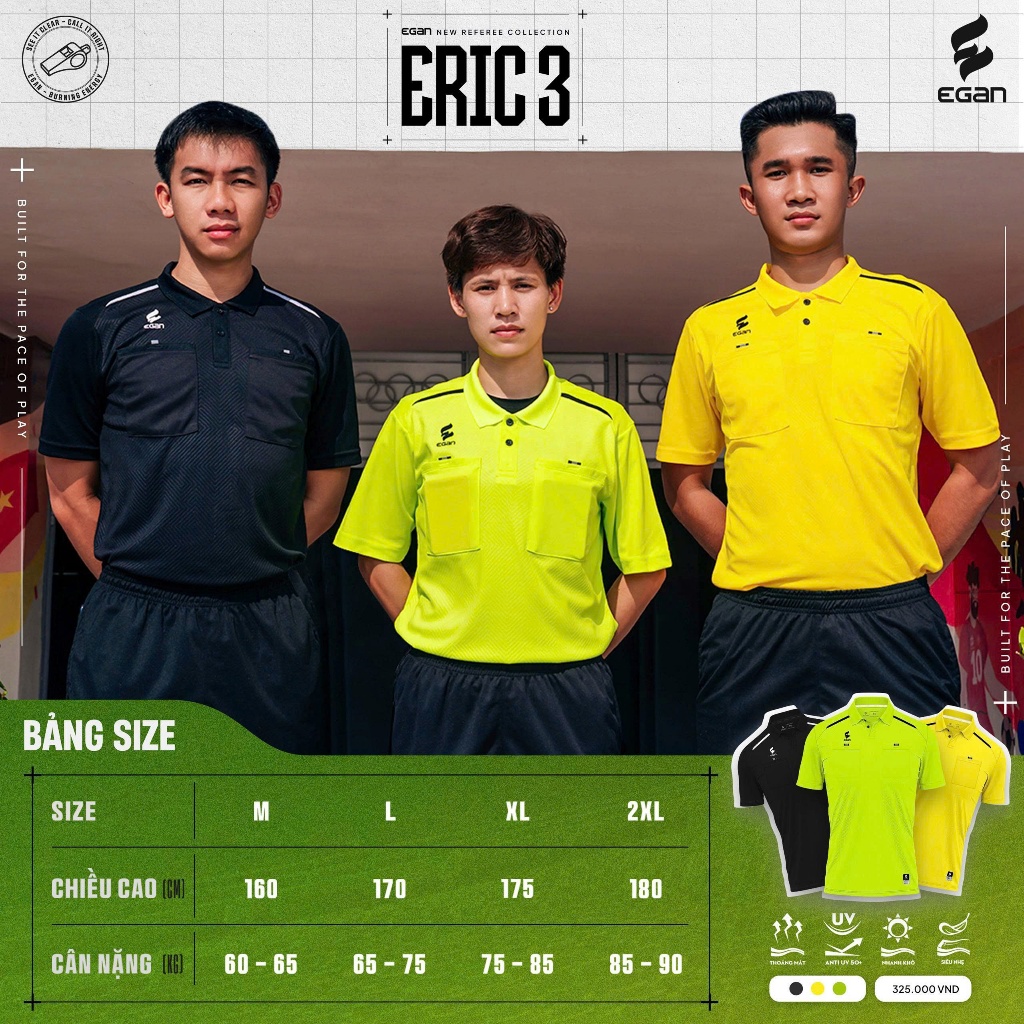 Bộ Quần Áo Trọng Tài Egan ERIC 3 Cao Cấp CP SPORT