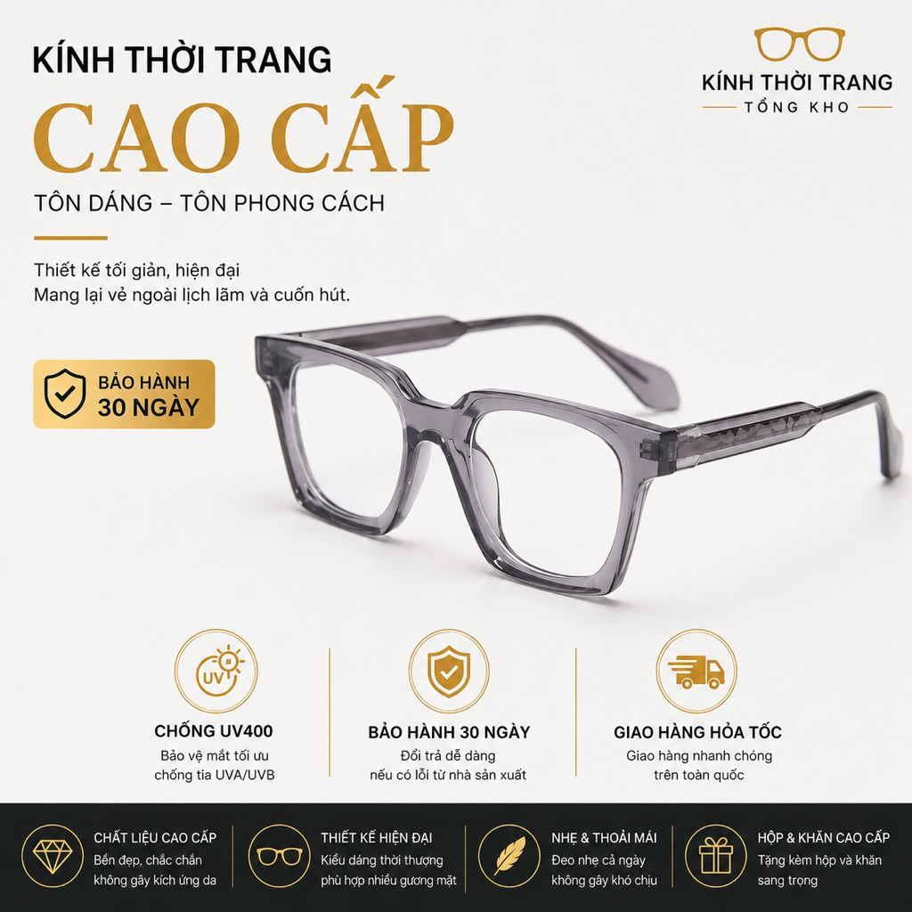 Gọng Kính Cận Vuông Nam Nhựa Lõi Thép mã 98369
