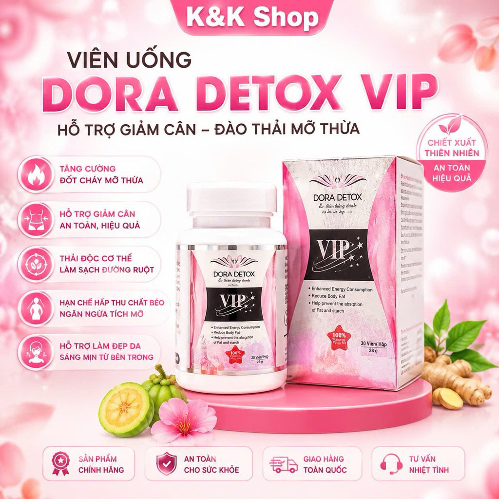 Hộp 28 viên Giảm cân Dora detox chính hãng