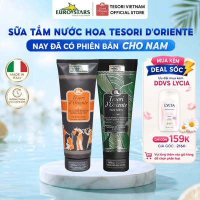 Sữa tắm nước hoa Tesori d'Oriente cho cả Nam & Nữ 250ml - Thơm lâu Lưu Hương Đến 8H, Dưỡng ẩm, Mịn da. Nhập Khẩu Italy