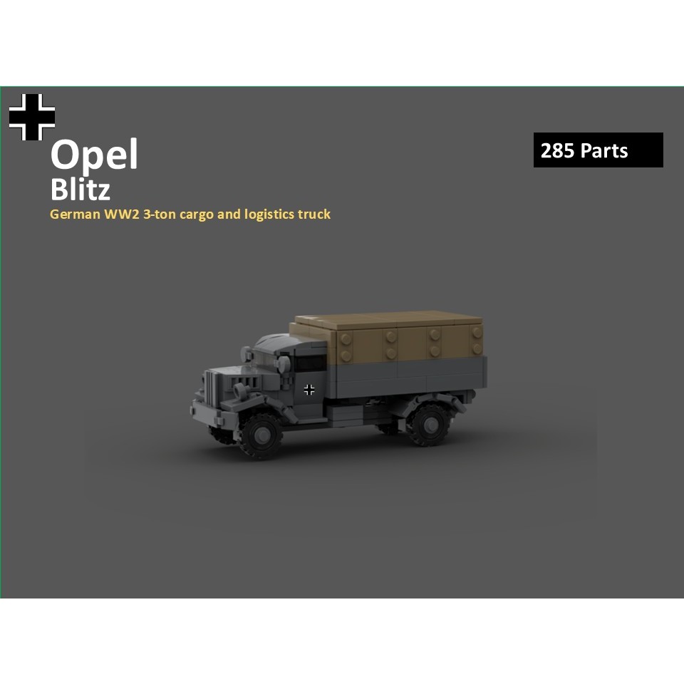 Đồ chơi lắp ráp MOC xe Opel Blitz ww2 , đồ chơi mô hình lắp ráp opel blitz có tem dán