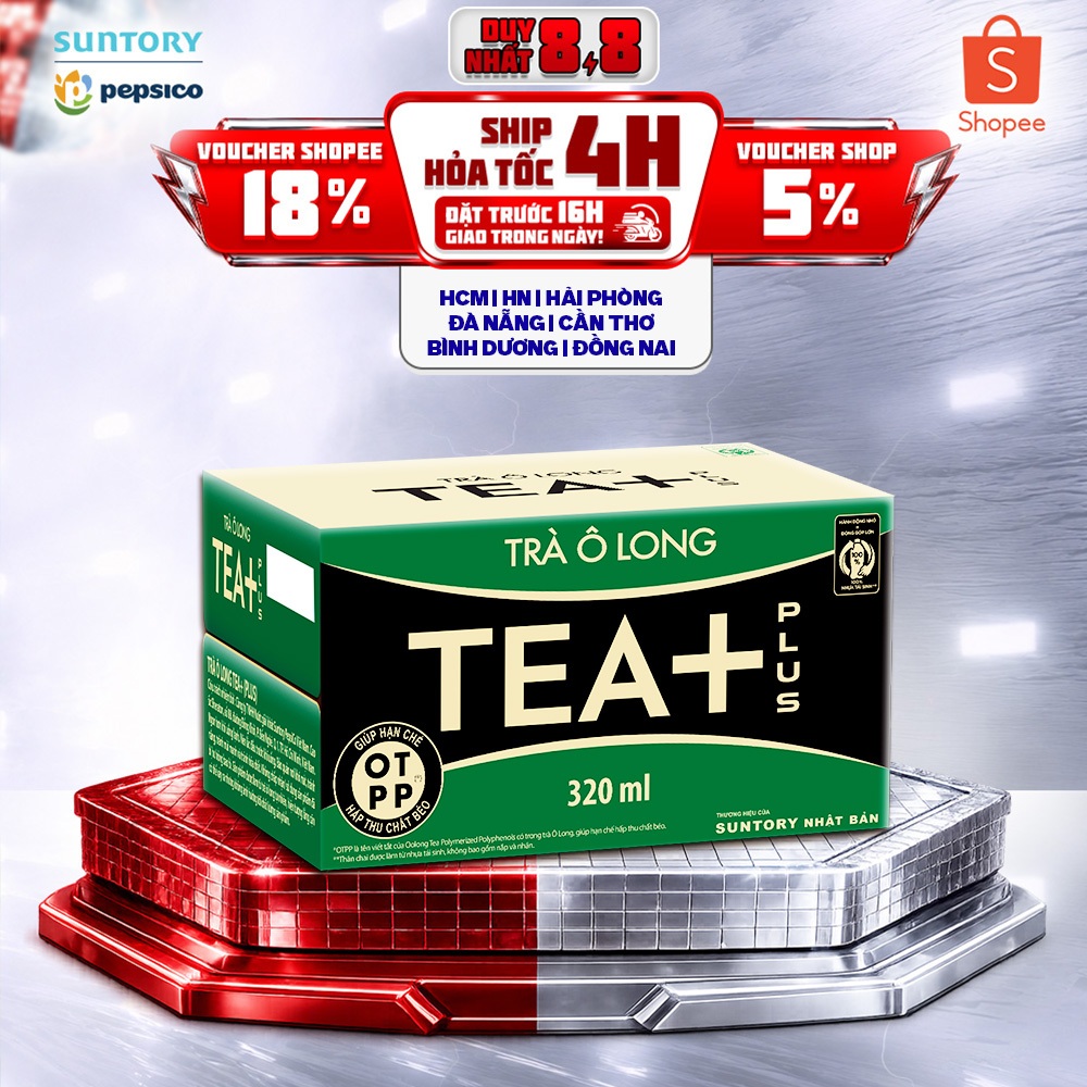 [SALE 8.8] Thùng 24 Chai Trà Ô long Tea+ (320 ml/chai)