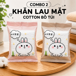Combo 2 - Khăn lau mặt dùng 1 lần chất liệu cotton TÚI BÁNH QUY dùng được cho bé