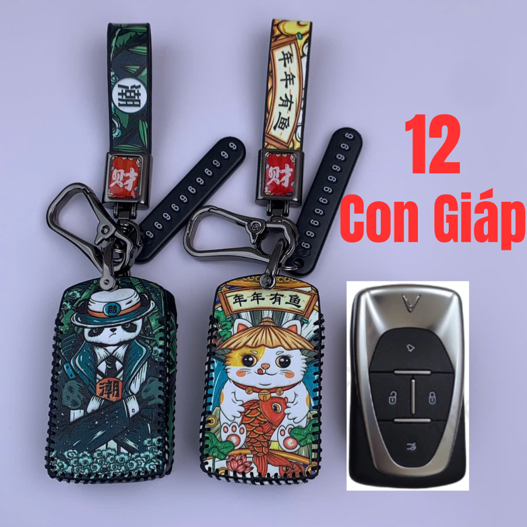 Bao Da Chìa Khoá Vinfast E34,VF8 , VF9 Mẫu Khoá Cũ, Phong Cách, Cá Tính